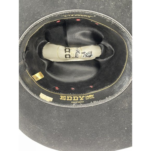 Eddy Brothers Black Felt Cowboy Hat Durofelt 6 5/8 Good Used Condition - Picture 3 of 13